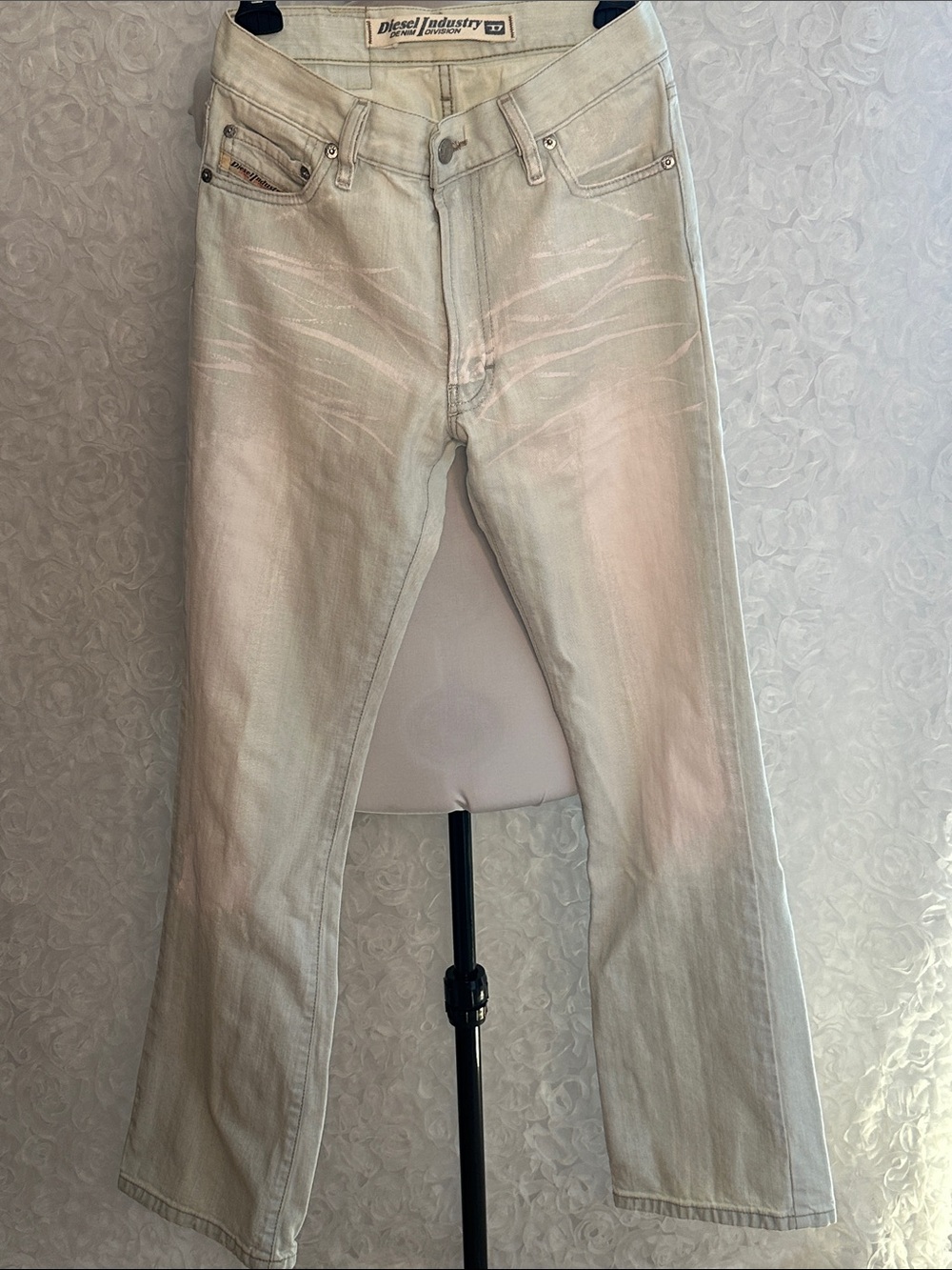 Vintage Diesel Fanker Jeans W27 Made in Italy White Paint Splatter Rare Y2K